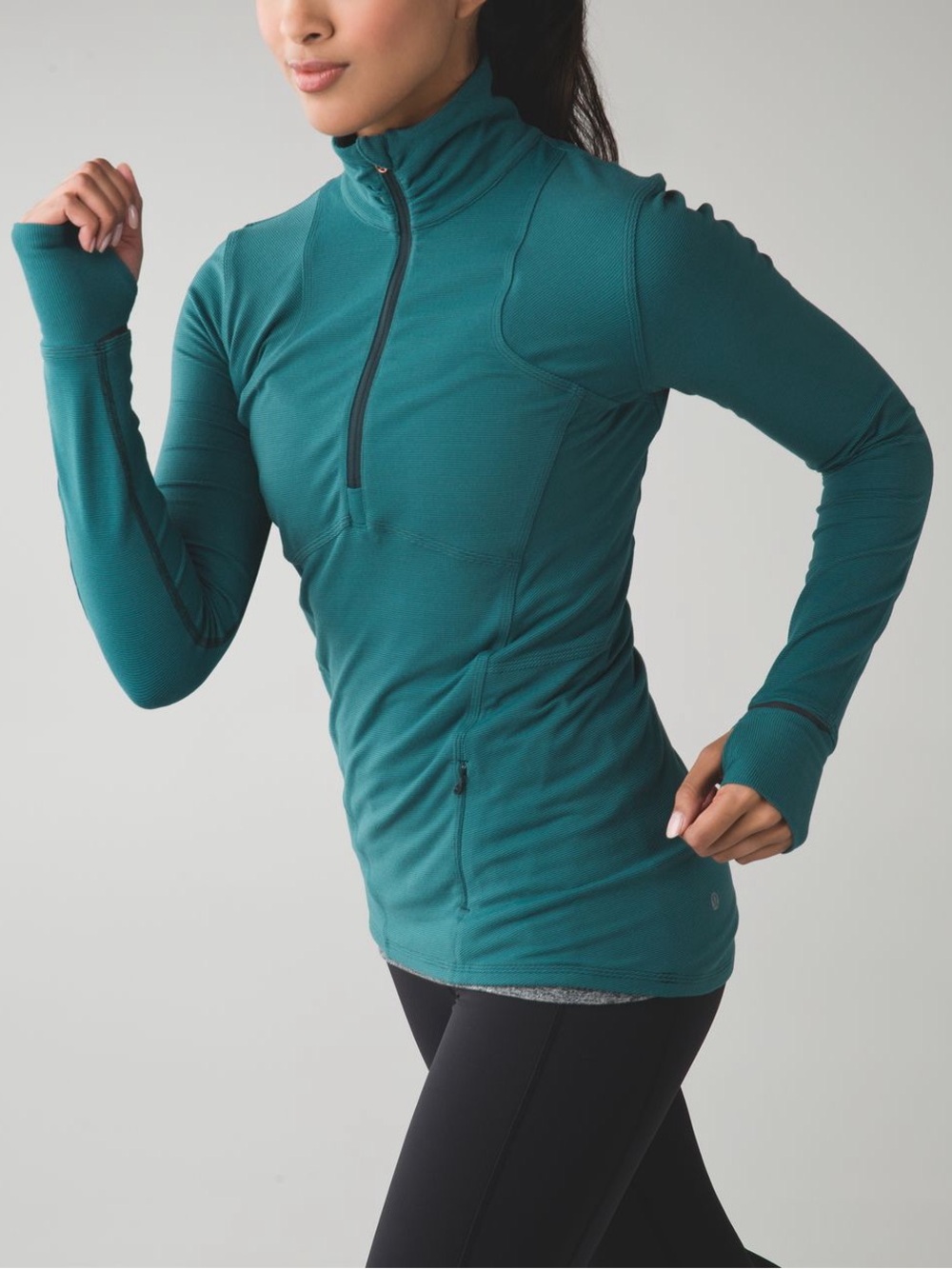 FINAL SALE Lululemon Kanto Catch Me 1/2 Zip Wee Stripe Forage Teal Dark Fuel